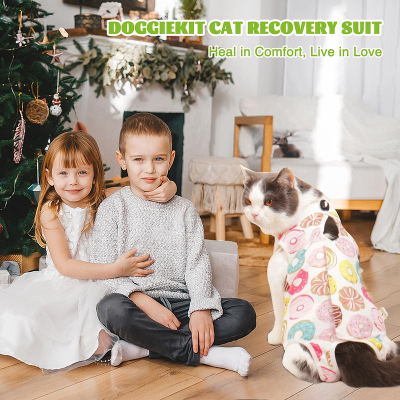 Cat Recovery Suit After Surgery, Anti Licking Onesie Postoperative Shirt for Female Spay Male Neuter, Soft Breathable Bodysuit Pajamas for Abdominal Wound Kitten E-Collar & Cone Alternative Donut M