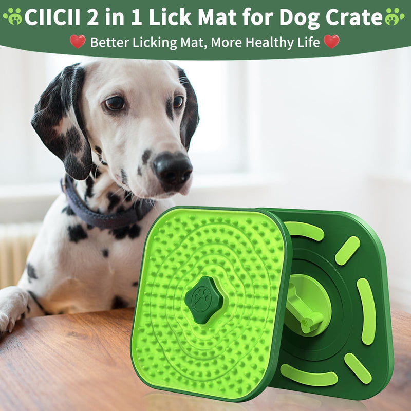 CIICII Dog Lick Mat for Dogs Crate, 2 in 1 Dog Slow Feeder Treat Mat (Large 7.1" Dog Licking Mat + Dog Crate Training Aid) with Silicone Anti-Slip Pad for Dogs/Cats Anxiety Reduction & Boredom Relief Dog Crate Lick Mat 7.1 X 7.1 Inch