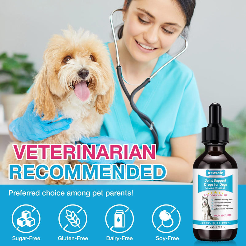 Pain Relief for Dogs, Hip & Joint Glucosamine Drops for Dogs, Chondroitin Drops for Dogs, Natural Formula with Essential Nutrients for Active & Aging Dog, 60ml - PawsPlanet Australia