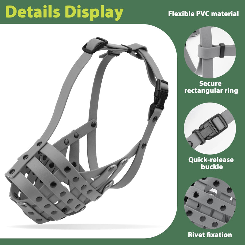 Mayerzon Pitbull Muzzle, Lightweight Basket Muzzle for Large Medium Dogs Rottweiler Amstaff to Prevent Biting Eating, Safe for Grooming Vet Visits Training, Allows to Pant Drink, Adjustable & Sturdy Grey M [Snout Cir: 9.75"-11"] - PawsPlanet Australia