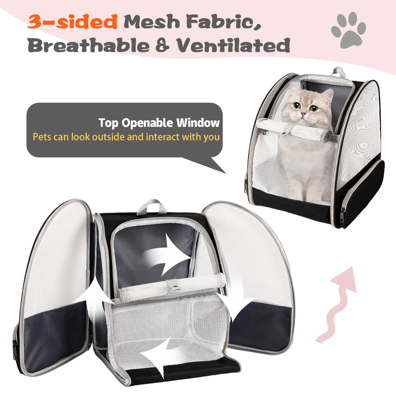 Cat Backpack Carrier,Pet Carrier Airline Approved for Small Dog Cat Puppy Kitten Bunny,Ventilated Mesh Design Animal Backpack for Hiking Camping Travel Bag (Black) Black - PawsPlanet Australia