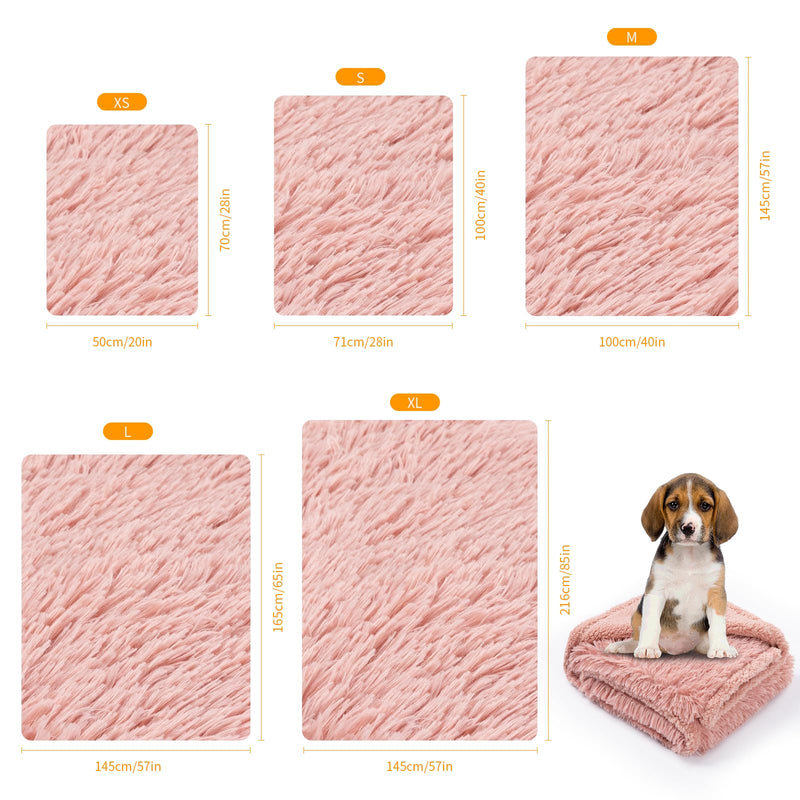 Pink Calming Dog Blanket Waterproof Pet Blankets Fluffy Long Faux Fur Cat Throw Blankets for Couch Furniture Protector Love Bed Cover Washable(Pink,M) Pink M-57*40in(145*100cm) - PawsPlanet Australia