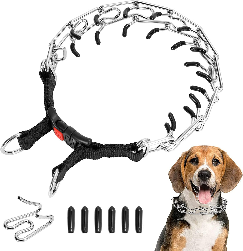 Dog Choke Training Collar Pinch Collar for Dogs with Comfort No Pull Dog Collar Rubber Tips and Quick Release Snap for Small Medium Large Dogs (XL (Neck:20''-23'' Weight Around:90 lbs)) XL (Neck: 20"-23'' Weight: Around 90 lbs)