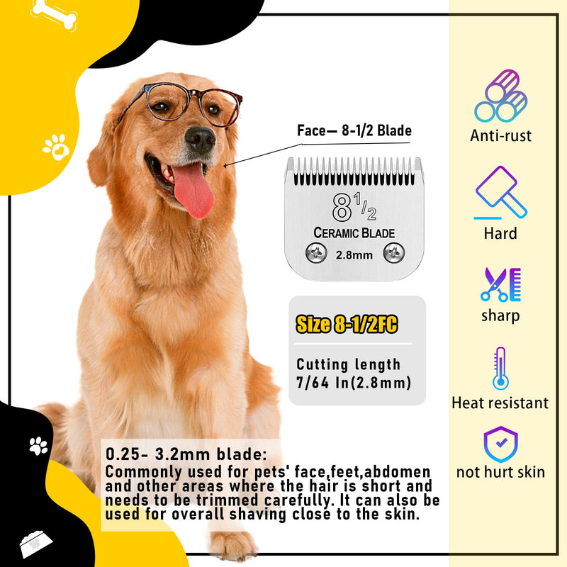 Size 8 1/2 Detachable Pet Dog Grooming Clipper Ceramic Blade,Compatible with Andis,Oster A5,Wahl KM10 Series Clippers,Cut Length 7/64"(2.8mm) - PawsPlanet Australia