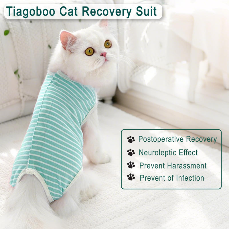 Cat Recovery Suit for Male and Female Surgical Post Surgery Soft Surgery Recovery Suit Onesie for Cats,E-Collar Alternative Anti-Licking Outfit Pet Surgical Recovery Pajama Suit M Green
