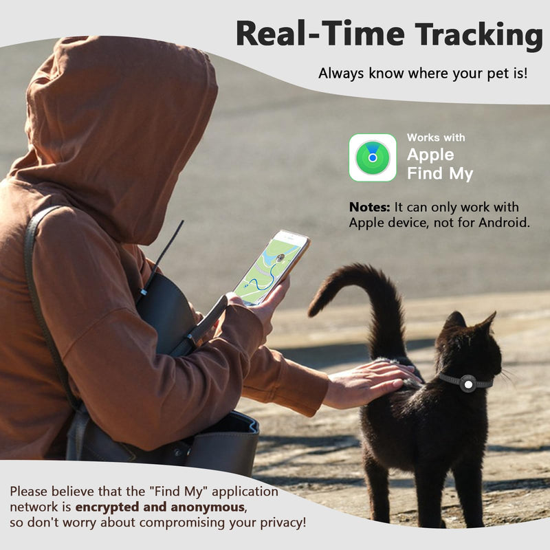 Cat Tracker Collar, No Monthly Fee Pet Tracker for Cats (iOS Only), Pet Dog Location Tracker with Safety Elastic Buckle, Air Tracker Tag Included, Only Support Apple Find My App - PawsPlanet Australia