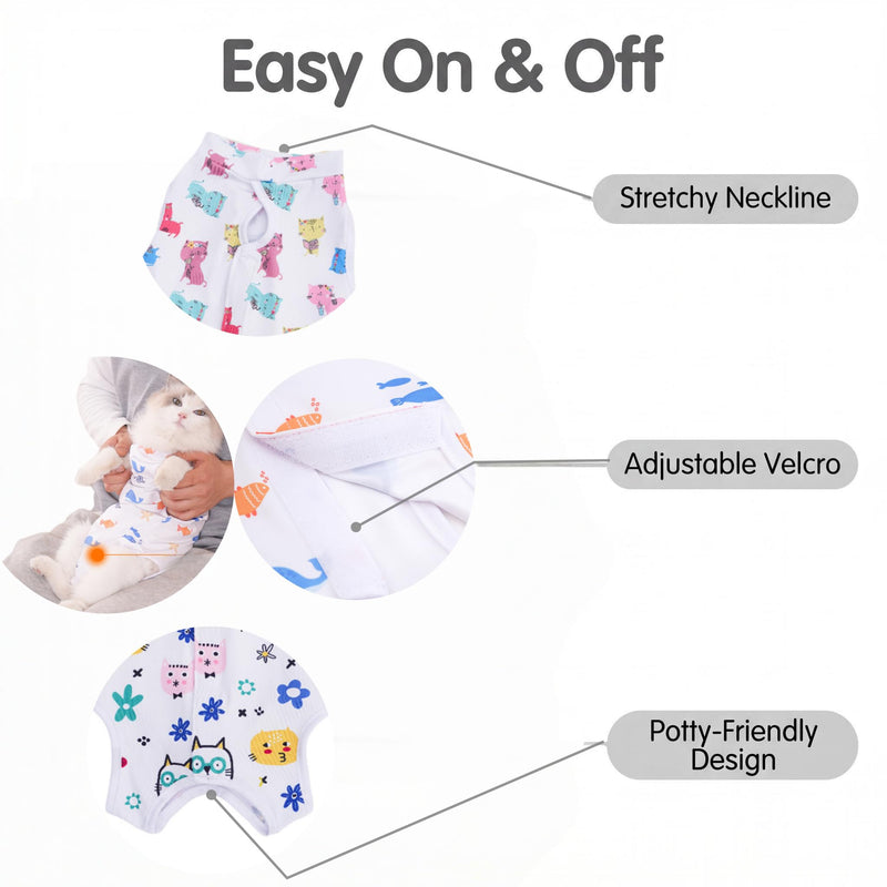 2 Pack Cat Recovery Suit,Breathable Cat Onesie Soft Kitten Onesie Cat Bodysuit Surgical Spay Suit,Anti-licking Cats Vest for Skin Diseases Elizabethan Collar Alternative (C) C
