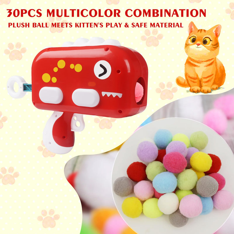 Cat Toys Interactive for Indoor Cats Kitty Toys Cat Toys for Indoor Cats Cat Ball Toy Pom Pom Balls Plush Ball Launcher for Cats Puff Balls Cat Enrichment Toys 30 Plus Balls - PawsPlanet Australia