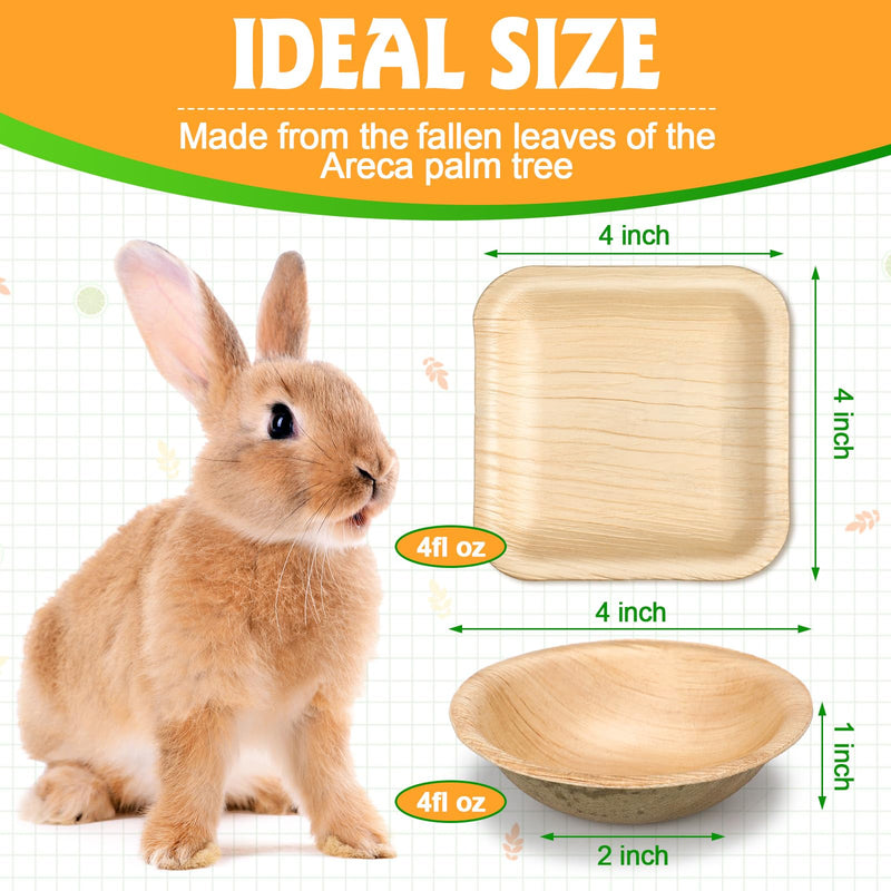 50 Pcs Palm Leaf Disposable Plates Bowls Set for Bunny 4", Sturdy Bamboo Party Bowls Decorative Compostable Tableware for Birthday Outdoor BBQ Picnic Wedding - PawsPlanet Australia