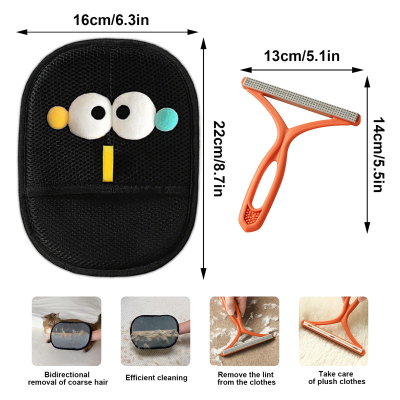 Pet Hair Removal Gloves with 1 Pcs Carpet Brush for Pet Hair, 2025 New Reusable Cat & Dog hair Remover, for Couch, Furniture, Carpet, Curtain, Car Seat, Animal Fur Removal Tool - PawsPlanet Australia