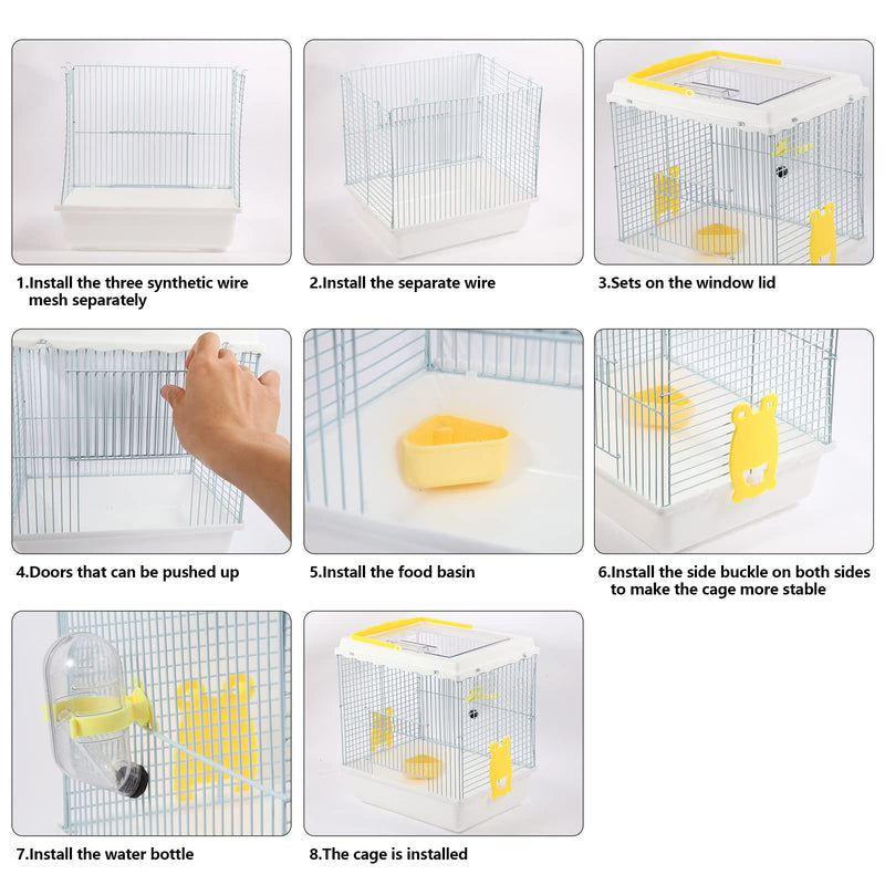 Hamster Travel Portable Carrier Cage Small Animal Carry Case with Water Bottle&foodbowl& for Dwarf Hamster,Ferrets,Hedgehog,Chinchilla,Guinea pig(White)