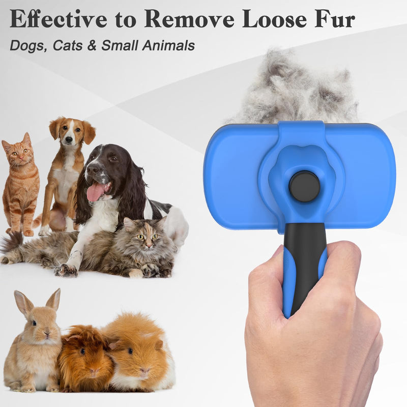 Self Cleaning Slicker Brush for Dogs & Cats, Skin Friendly Grooming Cat Brush, Dog Brush for Shedding, Deshedding Brush, Hair Brush Puppy Brush for Haired Dogs, Pet Supplies Accessories, Blue - PawsPlanet Australia
