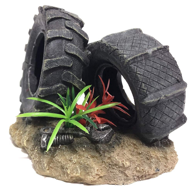 SLOCME Aquarium Tyre Decorations - Resin Material Tyre Decorations，Fish Tank Tyre Ornament Aquarium Environment Friendly Decorations - PawsPlanet Australia
