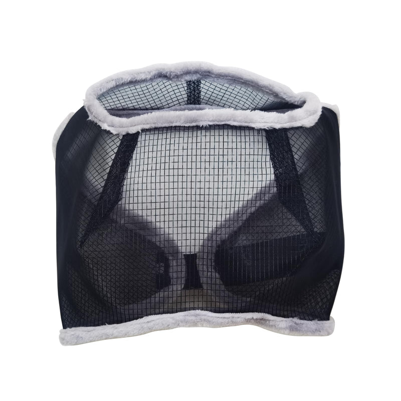 BARN & STABLE Breathable UV Protection Horse Fly Mask Tear-Resistant Mesh Fly Masks for Horses with Soft Fleece Edges & Adjustable Touch Straps Equine Mask Without Ears BLACK/GREY-Without Ears Large - PawsPlanet Australia