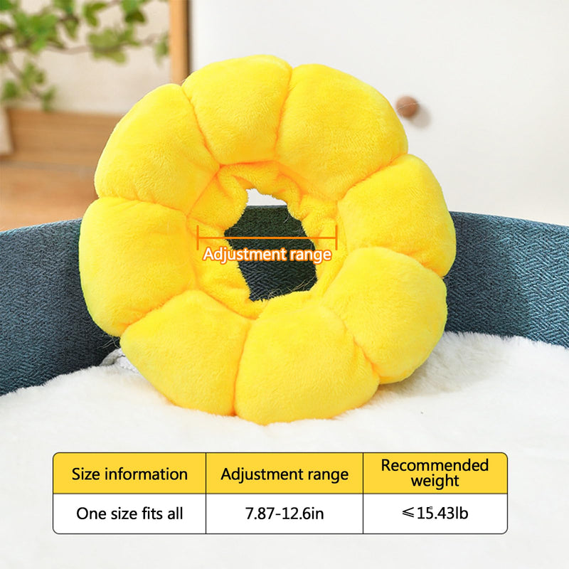Cat Neck Brace, Adjustable Soft Collar for Cats, Sunflower Cat Collar, Elizabethan Collar, for Cats Small Dogs After Surgery and Injuries (Yellow, L) Yellow M 1