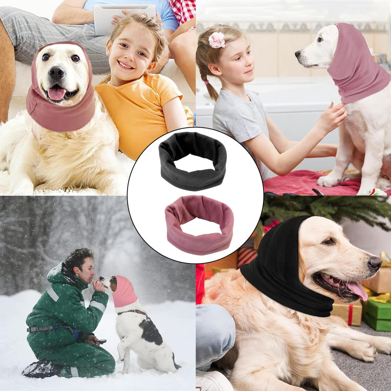 2 Pcs Dog Snood, Dog Ear Defenders, Dogs Ear for Anxiety Relief, Ears Protectors for Bath Drying, Pet Ears Protector (Pink, Black)