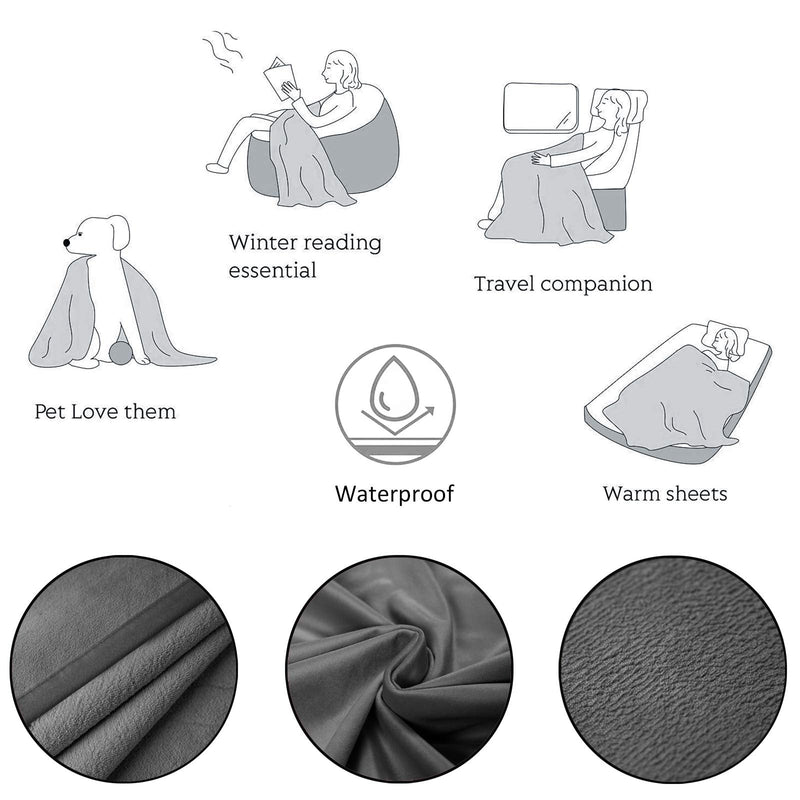 Ameritex Pet Bed Blanket Reversible 100% Waterproof Velvet Super Soft for Sofa and Bed (40x60 Inches, Light Grey+Grey) 40x60 Inches - PawsPlanet Australia