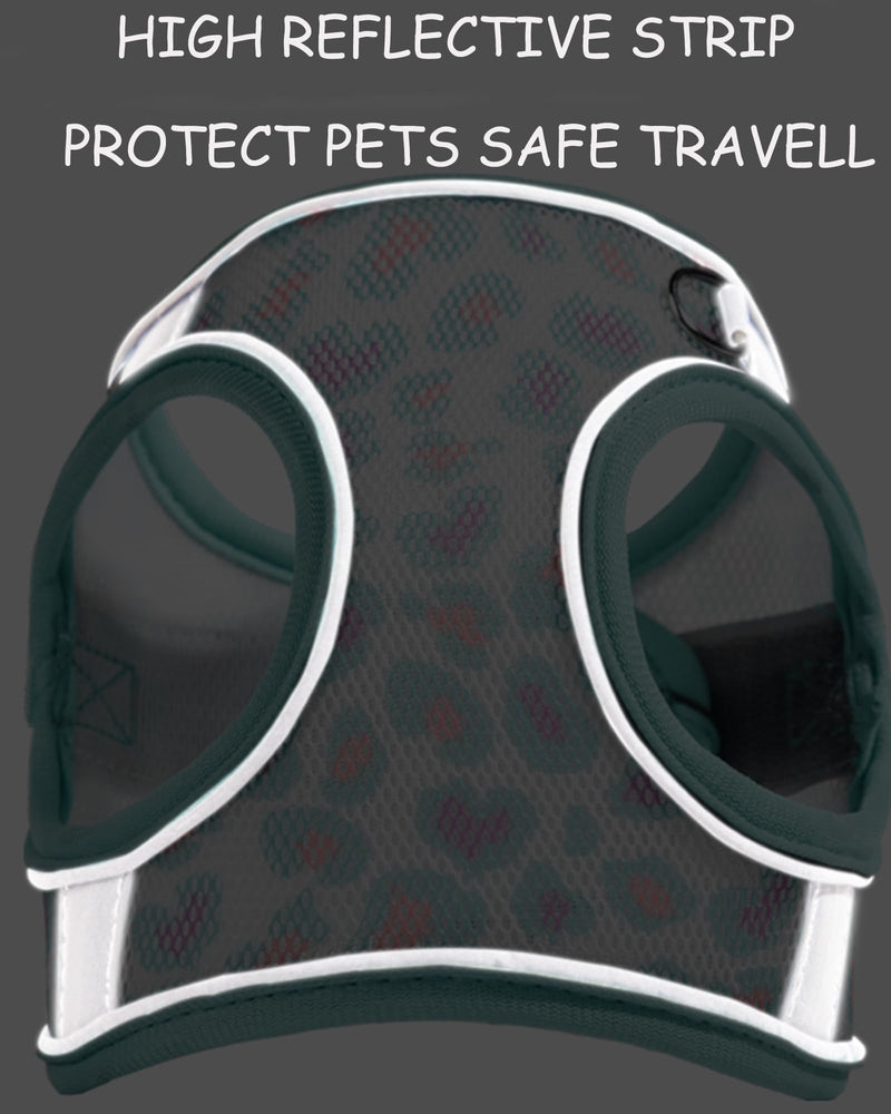 Dog Harness (Purple, S) - Jacquard Fabric, Easy Step-in, No Pull, Reflective Strip, Small Dog Harness and Leash Set Purple - PawsPlanet Australia