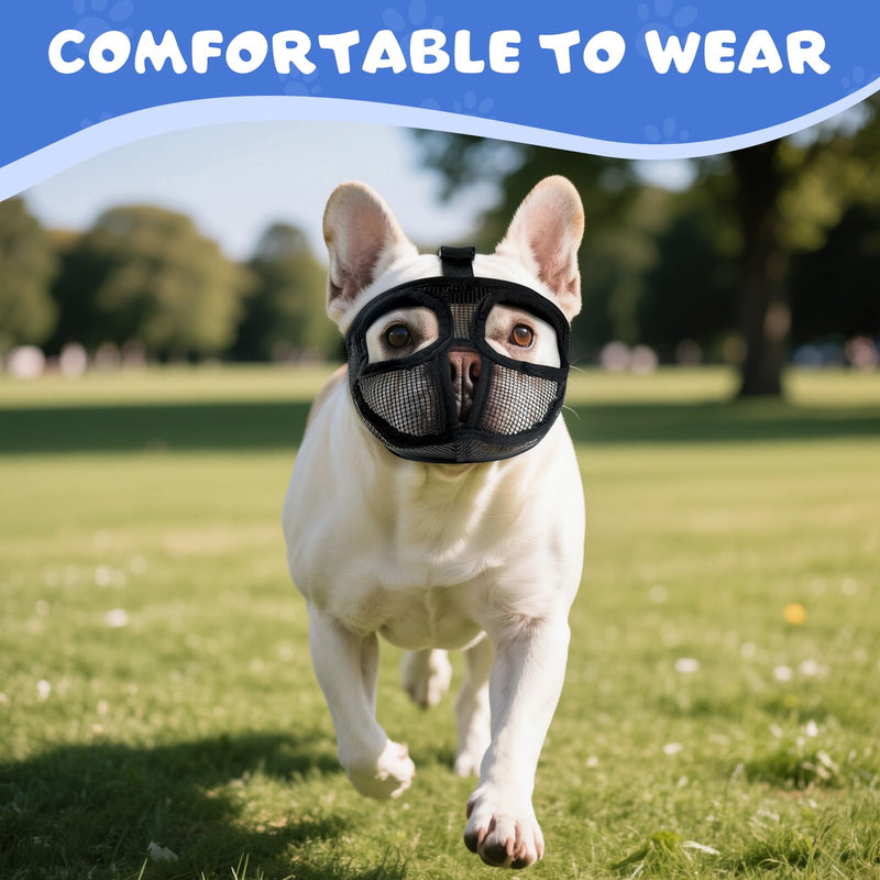 French Bulldog Muzzle with Open Eye Hole, Breathable Short Snout Dog Muzzle for English Bulldog, Pug, Pekingese to Prevent Biting(S,Black) S Black - PawsPlanet Australia