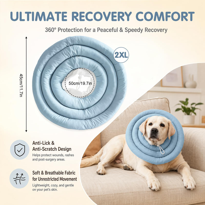 CEWROM Soft Dog Neck Brace for Neck & Upper Body Wounds, Waterproof Dog Collar with Drawstring, Surgical Collar for Large Dogs, Visibility-Friendly Elizabethan Dog Collar (XXL) XXL