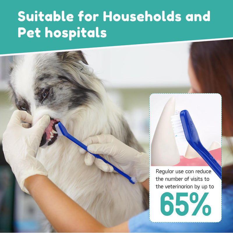 Dog Toothbrush Set, 8TL Dog Toothbrush with Triple Head & Finger Toothbrush, Multi-Angle Dental Cleaning Set for Small, Medium, and Large Dogs and Pets