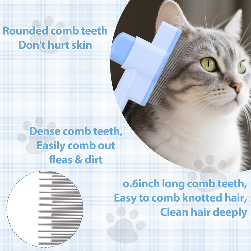 2 Pcs Flea Comb for Cats, Cat Combs Self-Cleaning Cat Grooming Brush with Stainless Steel Teeth Fine Tooth Comb for Long and Short Hair - PawsPlanet Australia
