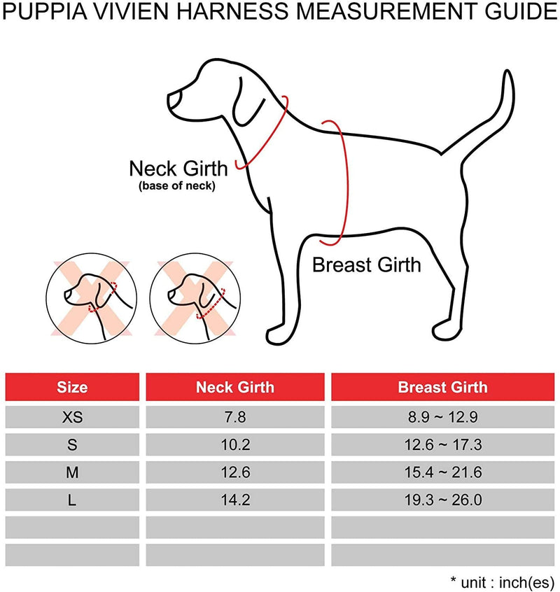 Puppia Vivien Dog Harness small dog - Super soft and comfortable in many colours - Checkered edges - Also usable as Puppy Harness - Anti Pull Dog Lead, Black, XS - PawsPlanet Australia