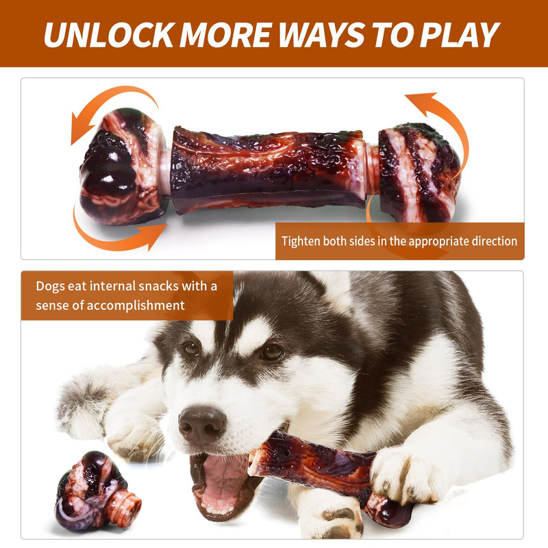 Dog Toys for Aggressive Chewers - Long-Lasting Nylon Chew Bones, Indestructible Toys for Medium to Large Breeds, Teething Toys to Keep Them Busy (Brown) Brown - PawsPlanet Australia