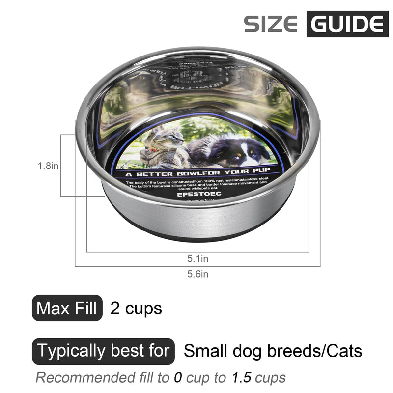 Grehge Steel Anti-Slip Dog Bowls,Non-Slip Stainless Steel Pet Bowl with Foot Mat - Perfect for Mess-Free Mealtime,Quiet Pet Bowls for Cats and Dogs, Dry and Wet Foods,5.5in Single Pack 5.5inch black - PawsPlanet Australia