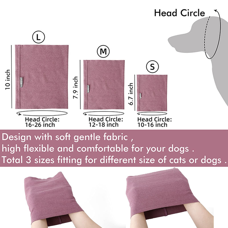 Calming Dog Ears Cover for Noise Reduce, Pet Hood Earmuffs for Anxiety Relief Grooming Bathing Blowing Drying, Puppy Neck Ear Warmer for Small Medium Large Dog Cat, Stretchy Head Sleeve Snood Winter Medium (Pack of 1) Purple