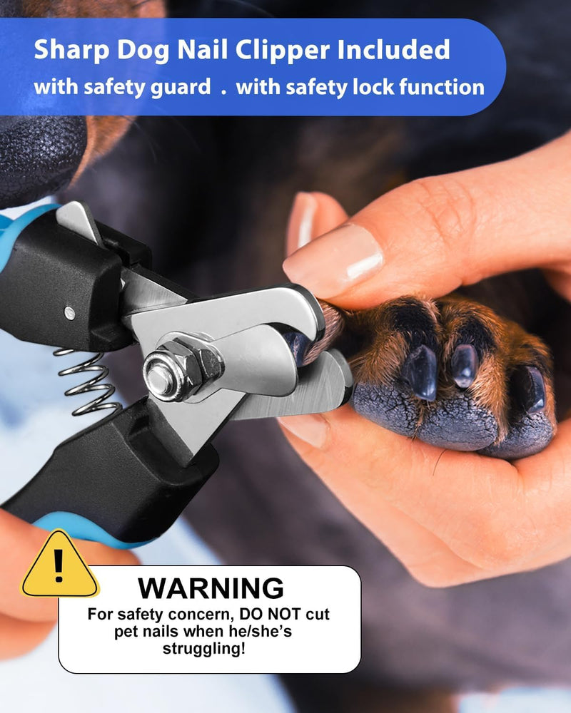 YABIFE Dog Nail Trimmers and Dog Nail Clippers Kit, Whisper Quiet Electric Grinder with Light, for Small, Medium, Large Dogs, Cats Toenail Grooming, 3 Speeds A-Blue - PawsPlanet Australia