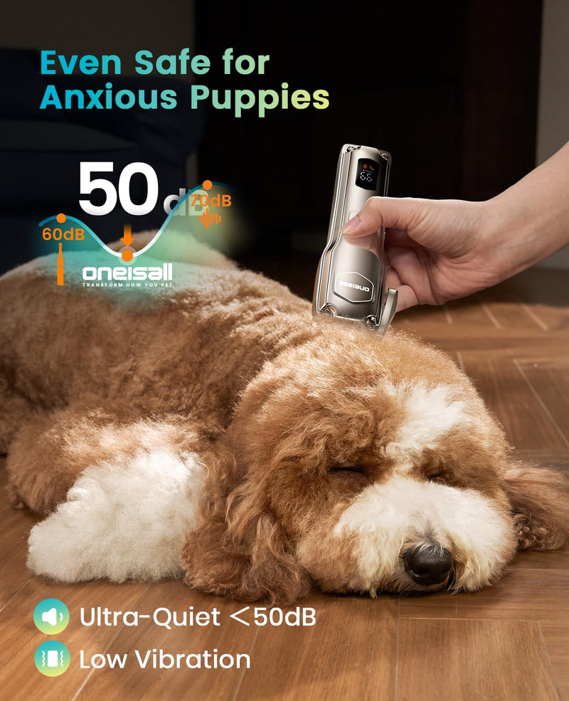oneisall Dog Clippers for Grooming Thick Hair,Low Noise Dogs Grooming Kit with Detachable Stainless Steel Blade,Dog Shaver for Thick/Matted/Knotted/Fine/Wave/Curly Hair,PC18 - PawsPlanet Australia