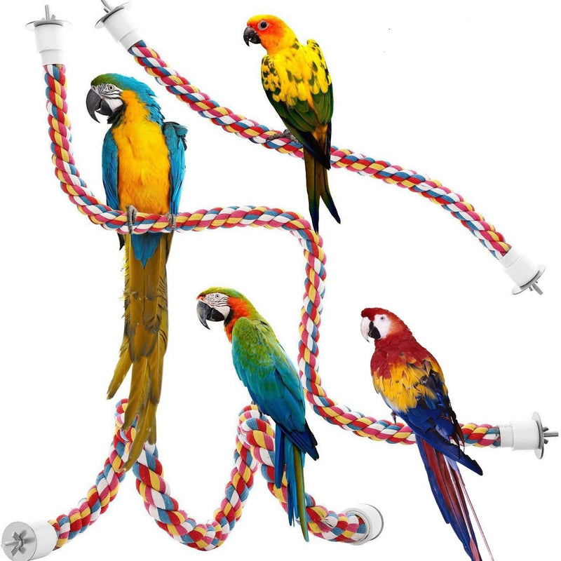 Bird Rope Perches, Parrot Toys, Bungee Rope Perches for Parrots, Cockatiels, Parakeets, Budgie Cages Comfy Birds (Metal Nut) - 21.65 inches 55cm - PawsPlanet Australia
