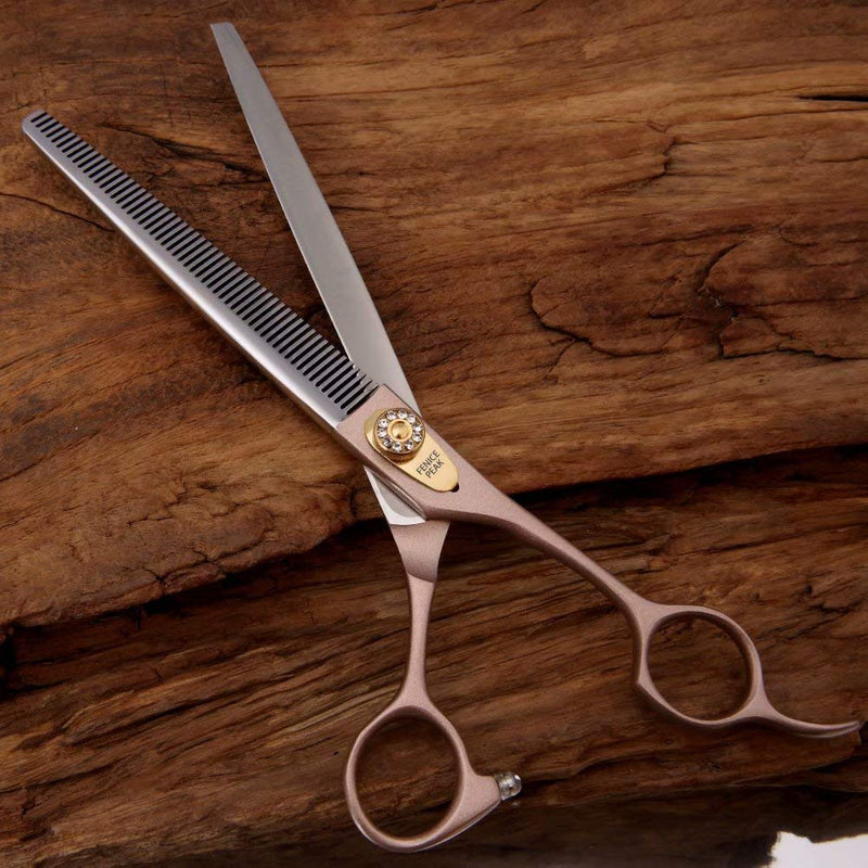 Fenice Peak Professional Thinning Scissors for Dog Cat 7'' Pet Grooming Scissors 440C Stainless Steel Thinning Shears for Dogs 50/56 Teeth Thinner 7"