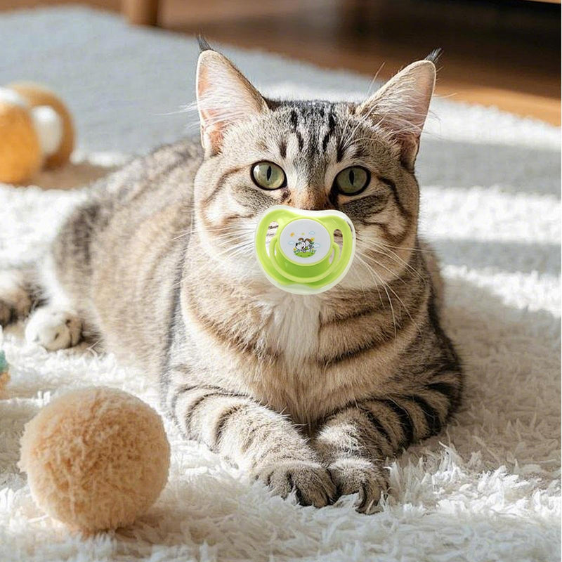 Pacifier for Kittens | Puppy Toy, 4-Piece Teat Set, Cute Silicone Chew Toy | Safe Teething System for Pets, Protective Dust Protection Set