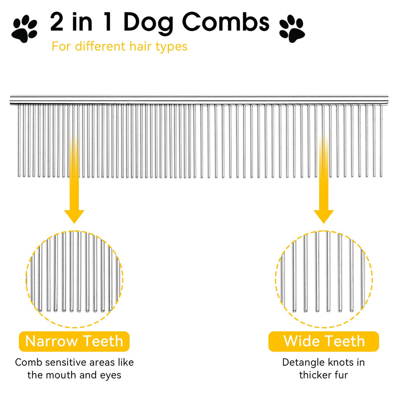 BEVTEE Dog Combs for Grooming Matting, 3 Pack Metal Comb for Pet Cat Greyhound Poodle Doodle, Removing Tangles & Knots, 6.3"/7.4" - PawsPlanet Australia