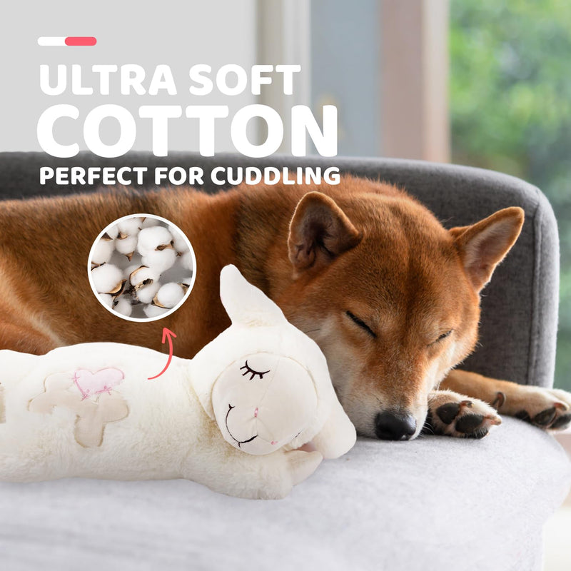 ALL FOR PAWS Heartbeat Dog Toy for Puppy - Dog Anxiety Relief & Behavioral Training | Puppy Heartbeat Stuffed Animal Plush Toy | Perfect for Dog Sleep Aid Beige Sheep - PawsPlanet Australia