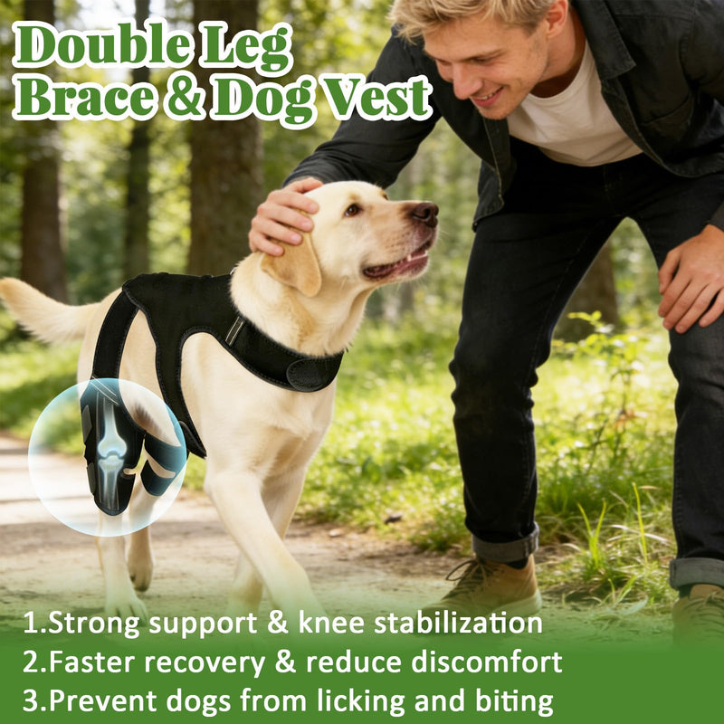 Dog Knee Braces for Back Leg, Dog Leg Brace with Vest for Small Medium Large Dogs Knee Support for Dogs ACL/CCL Care Ideal for Dog Back Legs (S)