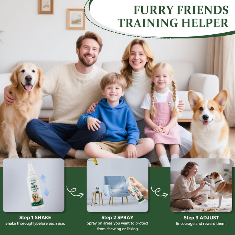 No Chew Spray for Dogs, Bitter Apple Deterrent to Stop Chewing, Licking and Biting on Furniture, Shoes and Plants, Alcohol Free Puppy Training Aid for Indoor and Outdoor Use, 2 Pack 100 ml - PawsPlanet Australia