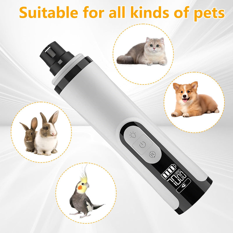 Silent Groom Pro Nail Grinder, Dog Nail Grinder Quiet, Dog Grinder for Dogs Light Painless Clipping With Led & 3 Speeds Rechargeable 2000mAh USB Charging 1+2 Replacement Head for Dog Cat Home Use