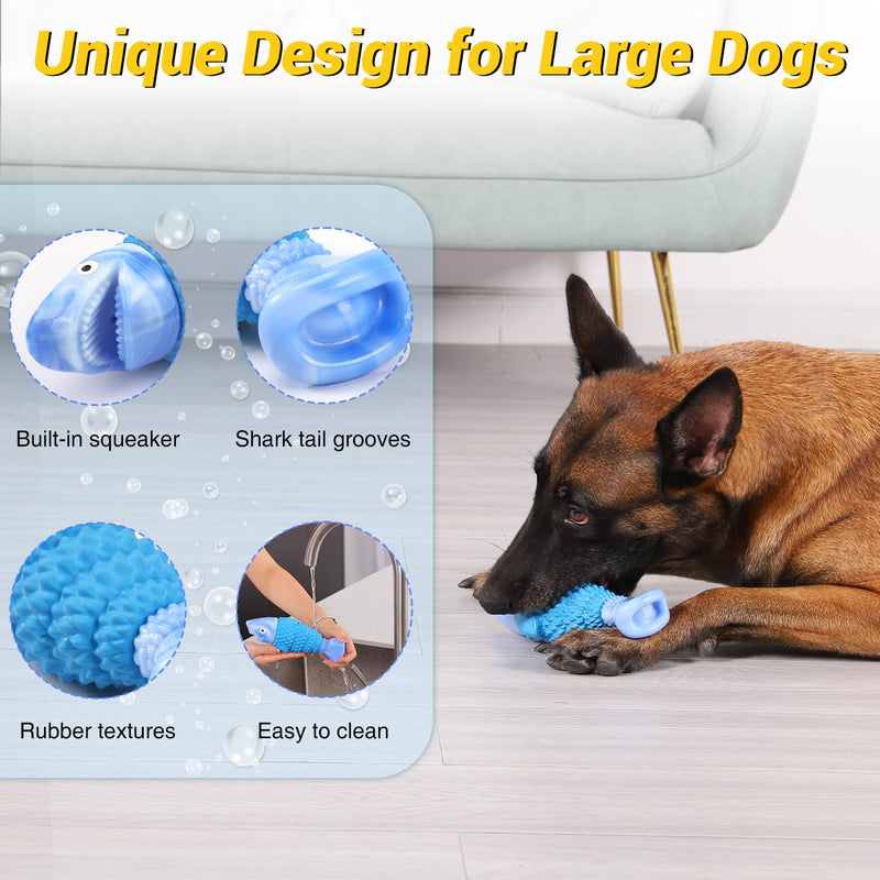 WinTour Tough Dog Toys for Aggressive Chewers Large Breed, Indestructible Dog Toys for Large Dogs, Dog Chew Toys for Aggressive Chewers, Durable Dog Toys, Squeaky Dog Toys, Large Dog Toys for Big Dogs Blue Shark - PawsPlanet Australia
