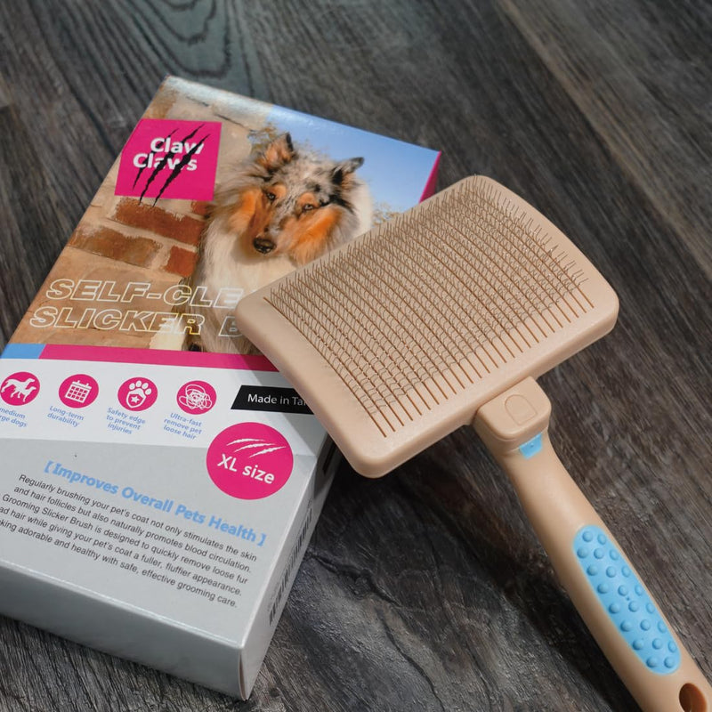 Pet Slicker Brush for Large Dogs, Plastic Handle, Gently Remove Tangled and Mats Hair, Pet Grooming Brush Tool, Sheepskin Wool Carders (8" Quick Cleaning) 8" Quick Cleaning - PawsPlanet Australia