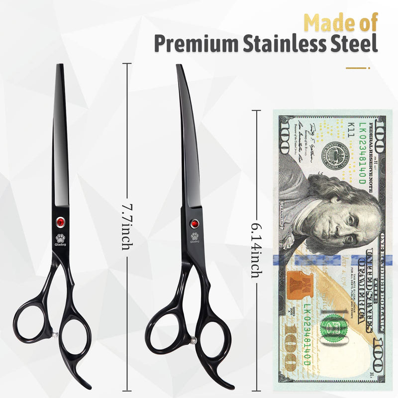 Dog Grooming Scissors Kit with Safety Round Tips, GLADOG Professional 5 in 1 Grooming Scissors for Dog and cat Professional Set 5 in 1 - PawsPlanet Australia