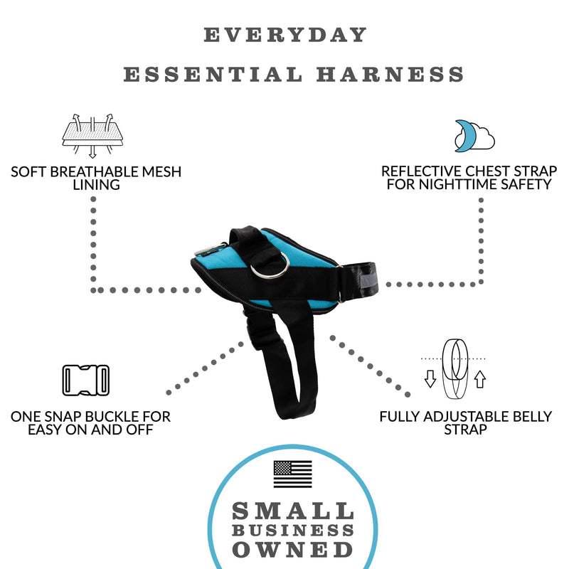ShawnCo Essential Dog Harness, No-Pull Pet Vest with 3 Leash Clips, No Choke, Reflective, Adjustable and Padded, for Easy Walking and Training for Small, Medium and Large Dogs (Oceanic Blue, S) Oceanic Blue - PawsPlanet Australia