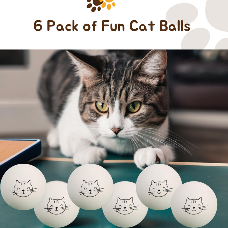 Cat Ball Toys - 6 Pack Ping Pong Balls for Cats, Cat Enrichment Toy, Cat Lovers Gift Ideas, Cat Ball Pits, Cat Mom, Bouncy Balls - PawsPlanet Australia