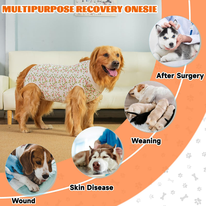 Dog Surgery Recovery Suit, Anti-Licking Postoperative Shirt for Female Spay Male Neuter, Breathable Onesie Soft Bodysuit for Abdominal Wound Skin Disease, Professional Alternative to Cone Cherry L