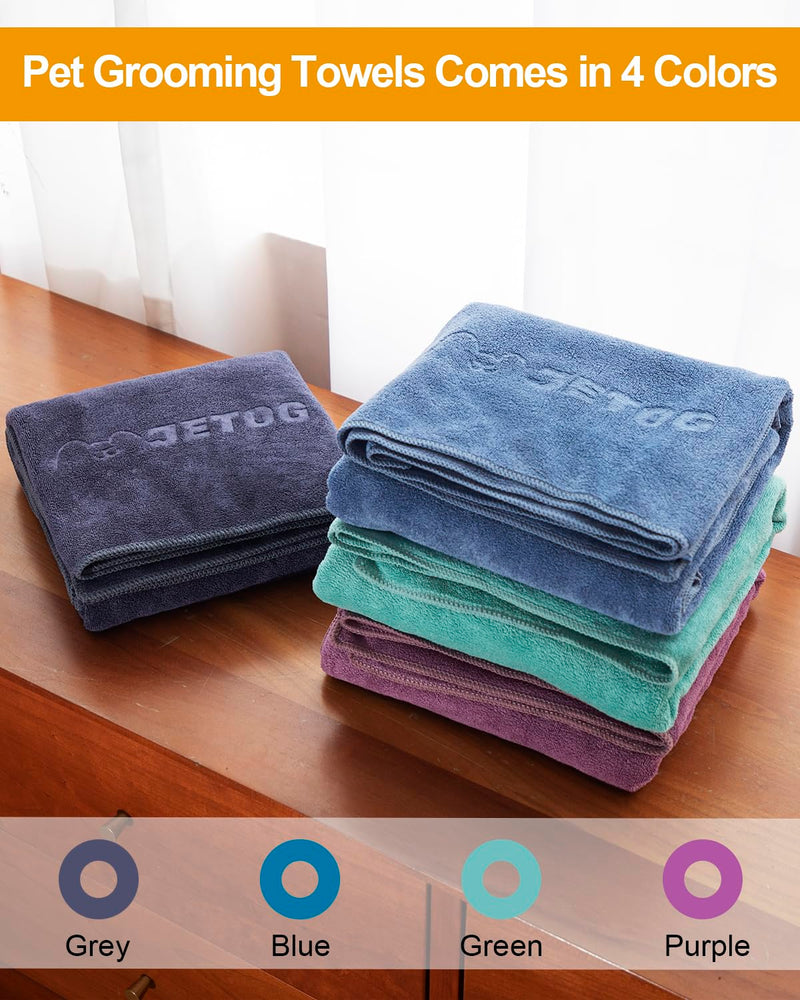2-PCS Absorbent Dog Towel for Fast Drying Dogs of Large Medium Small with 56x28 Inch Extra Large Bath Towel and 30x14 Inch Daily Use Paw Towel, 100% Microfiber Pet Grooming Towel Set, Gray XL:56x28 Inch + S:30x14 Inch - PawsPlanet Australia