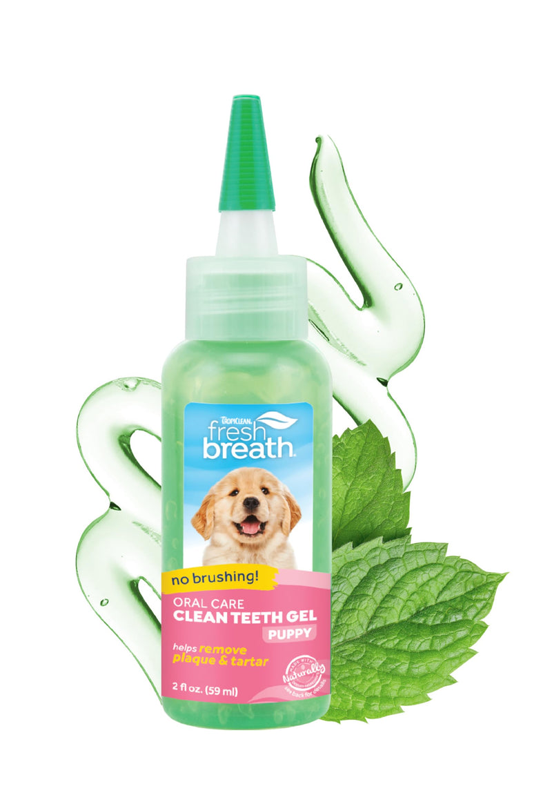 TropiClean Fresh Breath Dog Toothpaste for Teeth Cleaning, Breath Freshener, Easy to Use Plaque & Tartar Remover Gel, No Toothbrush Needed, 2oz. Gel Toothpaste for Puppy