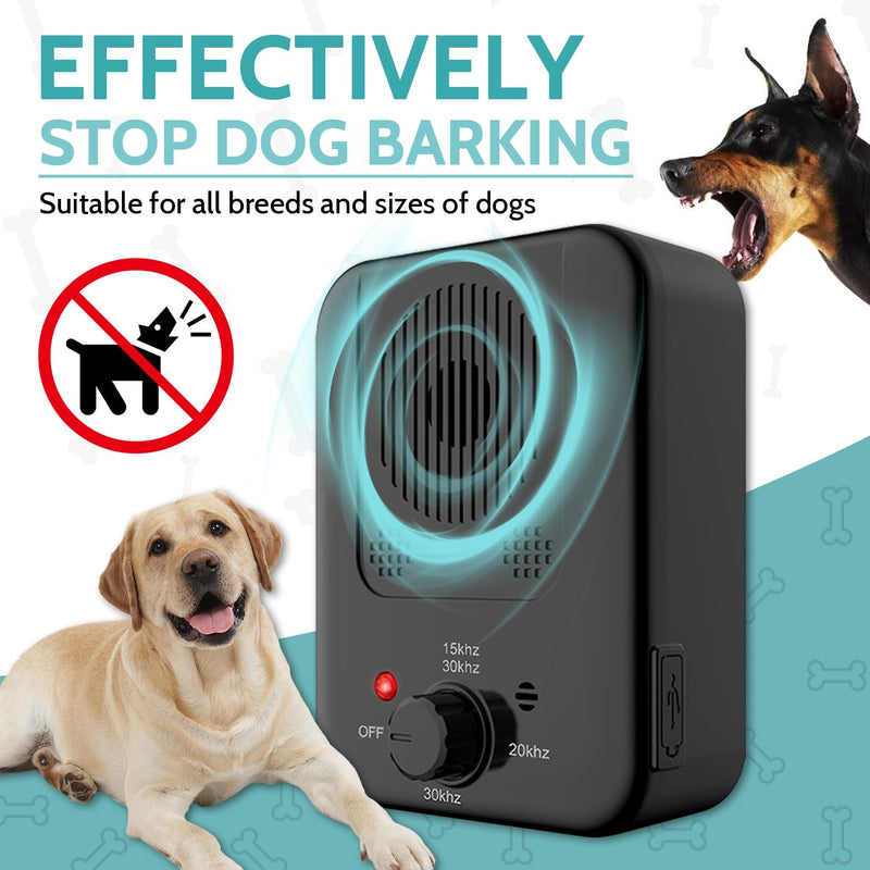 Anti Barking Device, Ultrasonic Dog Barking Deterrent Devices, Rechargeable Dog Barking Control Device, Rechargeable Barking Dog Silencer, Bark Box Stop Neighbors Dog from Barking (Black) Black - PawsPlanet Australia