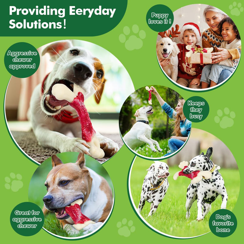Dog Toys for Aggressive Chewers, Dog Toys for Large Dogs, Indestructible Dog Bones for Aggressive Chewers, Tough and Durable Dog Chew Toy, Real Bacon & Beef Flavors - PawsPlanet Australia